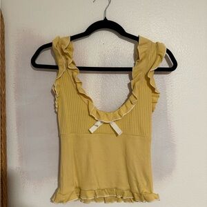 Butter Yellow Ruffle Crop Top